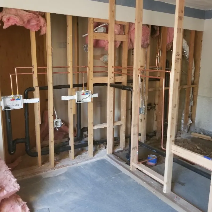 Copper pipe rough-in and plumbing installation in Wakefield